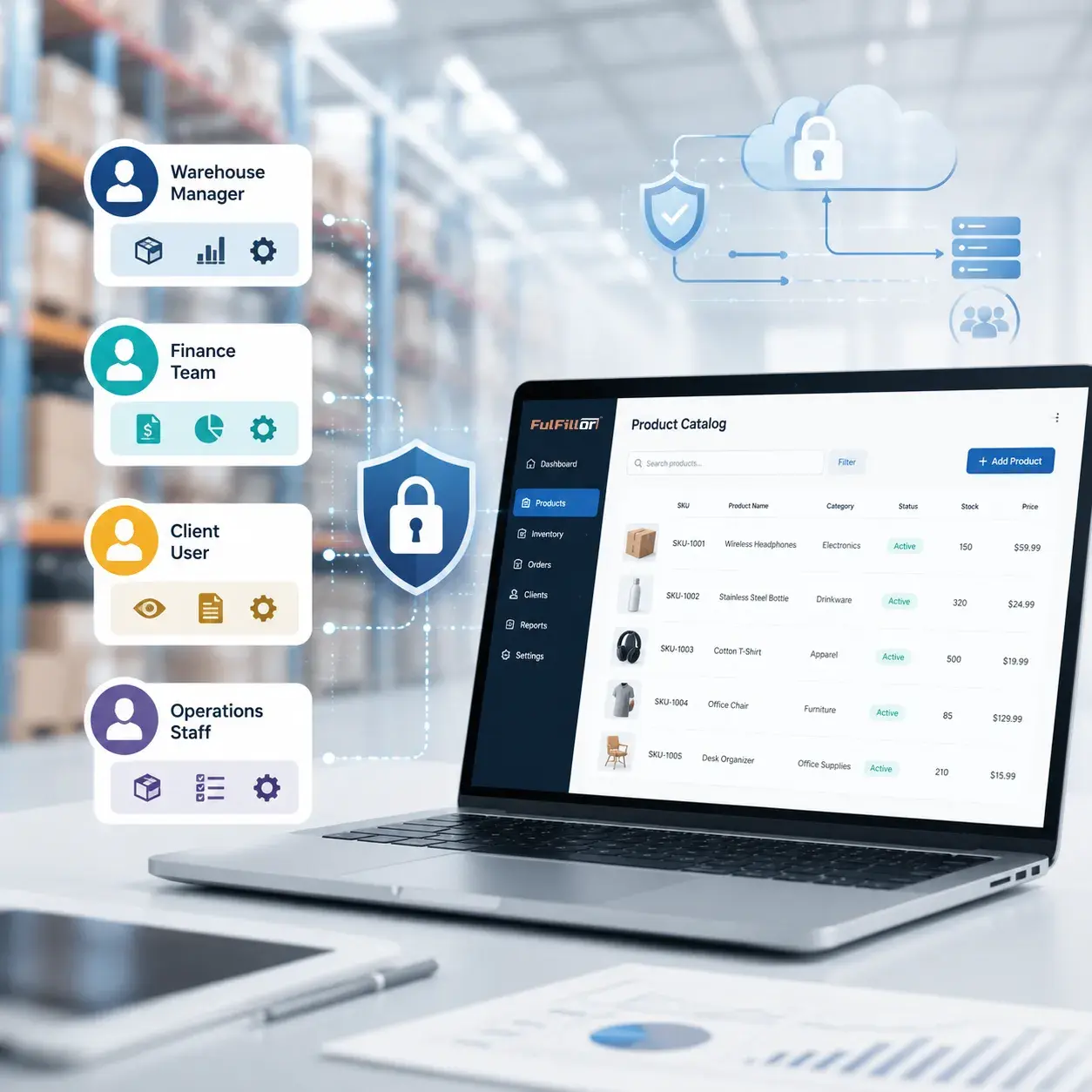 Role-based access control and client data segregation in 3PL warehouse management