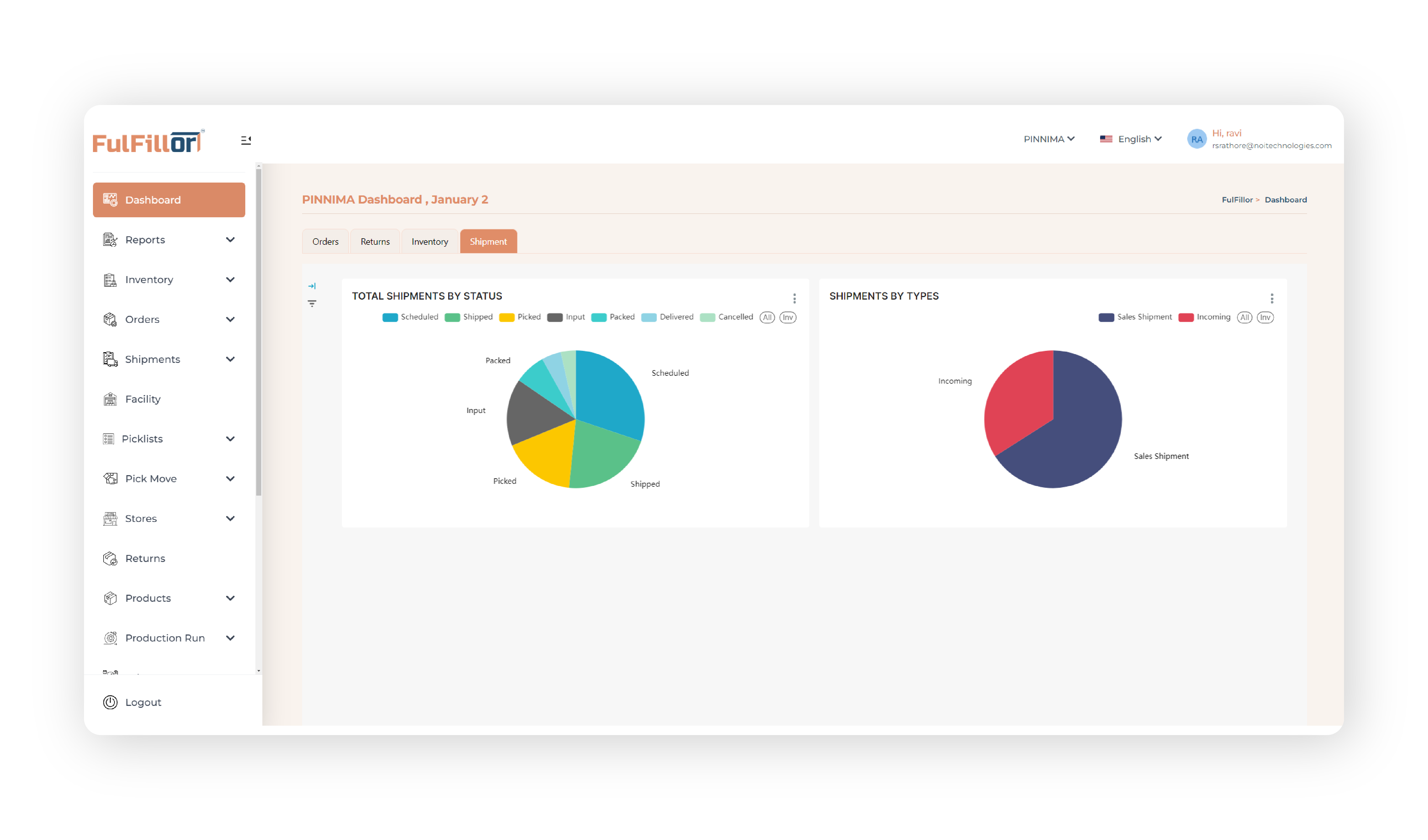 Fulfillor Shipment Dashboard